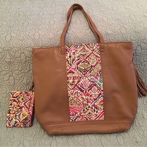 The Sak Extra Large Taupe Tote w/Fabric Inlay. NWOT